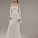 Русалка из атласа-стрейчас со съемными рукавами-клешь фото