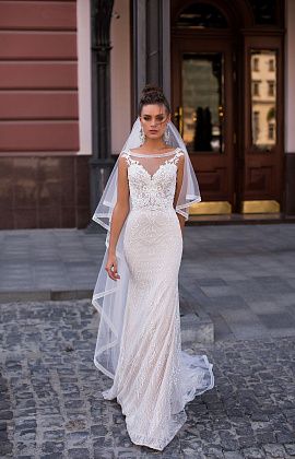 Кружевное свадебное платье в обтяжку фото