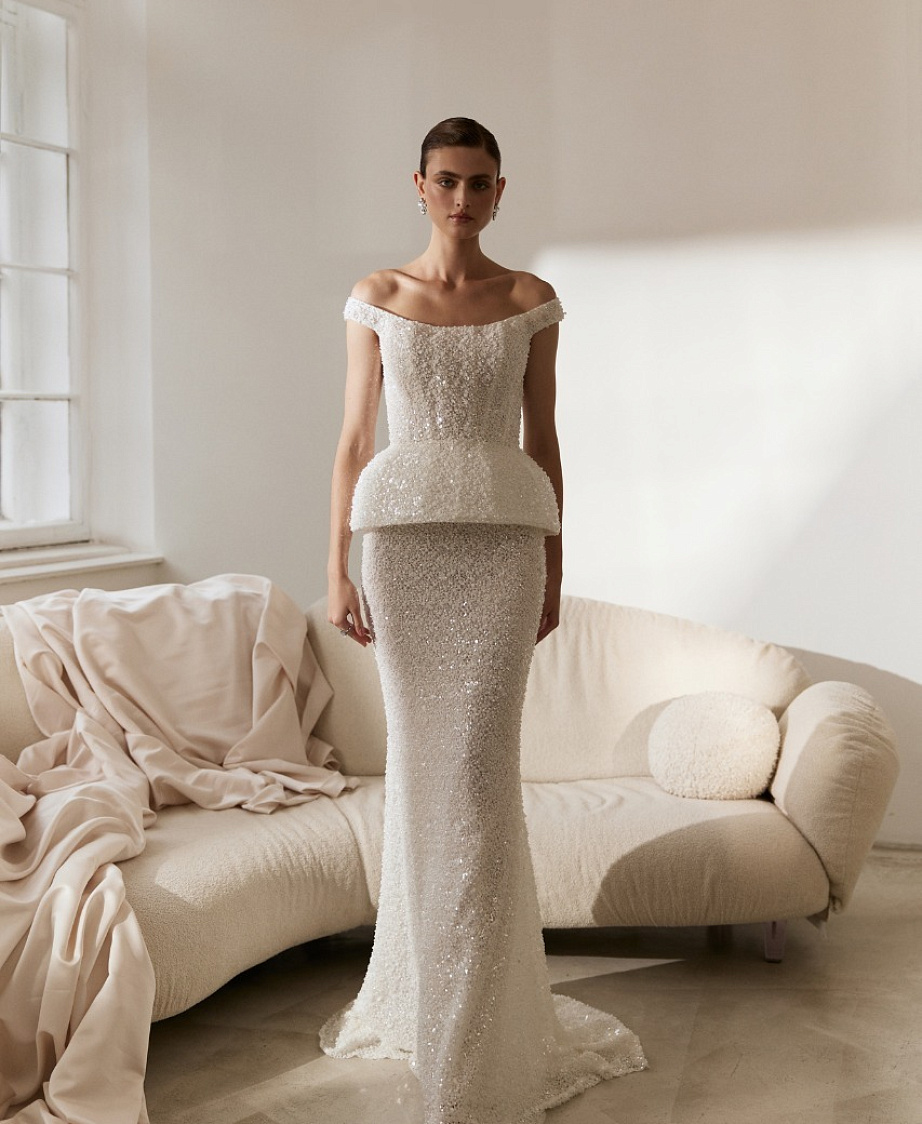 Свадебный мерцающий комплект с корсетом и юбкой фото