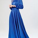 Синее вечернее платье в пол с рукавами фото
