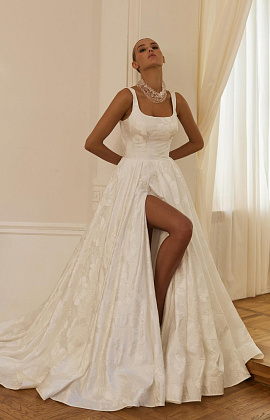 Свадебное платье из цветочной тафты фото