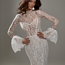 Кружевное платье с длинным рукавом и полупрозрачным корсетом фото