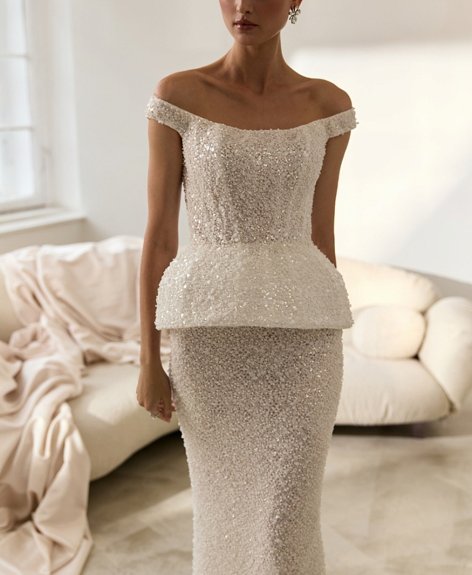 Свадебный мерцающий комплект с корсетом и юбкой фото