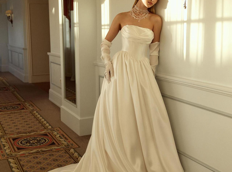 Свадебное платье в стиле принцесса из микадо фото