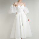 Свадебное платье миди со съемными рукавами фото