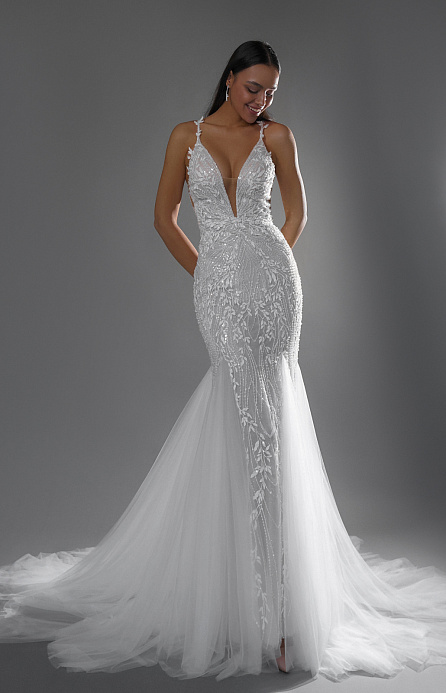 Роскшное свадебное платье рыбка с открытой спиной фото