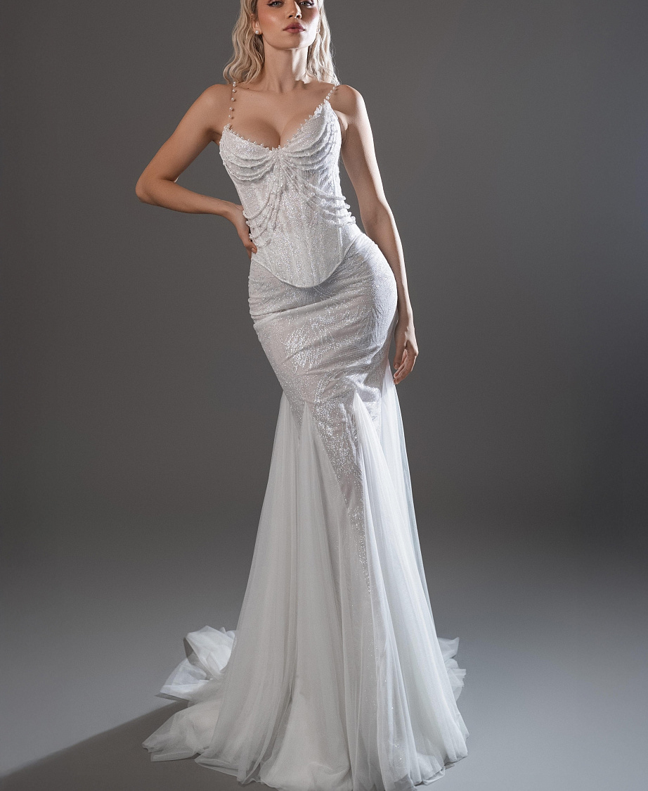 Блестящий свадебный комплект с жемчугом фото