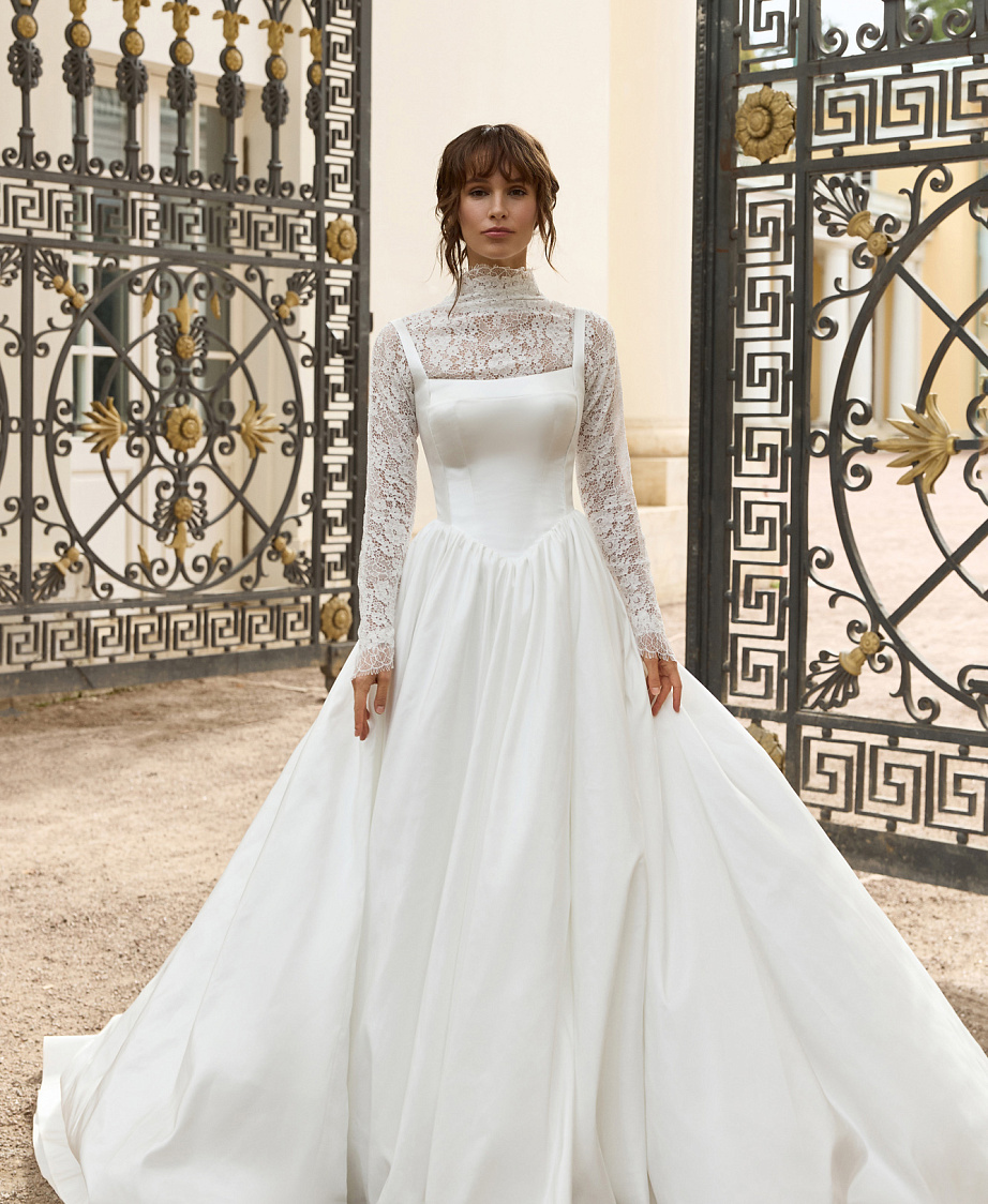 Свадебное платье с кружевным топом фото