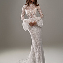 Кружевное платье с длинным рукавом и полупрозрачным корсетом фото