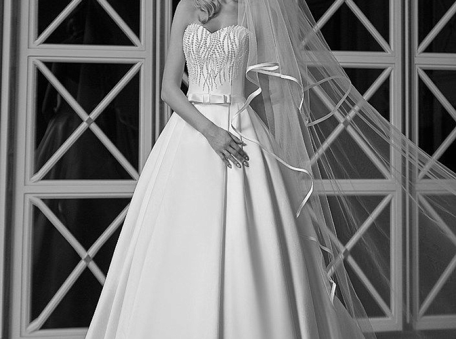 Свадебная фата с атласной лентой фото