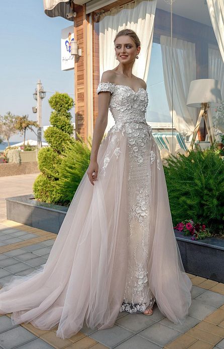 Свадебное платье трансформер с цветочным кружевом фото