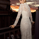 Свадебное платье русалка с рукавами и съемным шлейфом фото