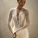 Кружевная русалка с длинным рукавом расшитая жемчугом фото