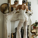 Кружевной свадебный комплект с корсетом и брюками фото