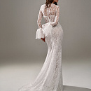 Кружевное платье с длинным рукавом и полупрозрачным корсетом фото