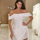 Короткое свадебное платье-трансформер из дизайнерской ткани фото