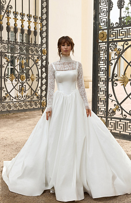 Свадебное платье с кружевным топом фото