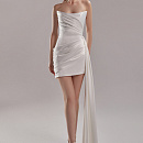 Короткое платье из атласа с декором в виде драпировки фото