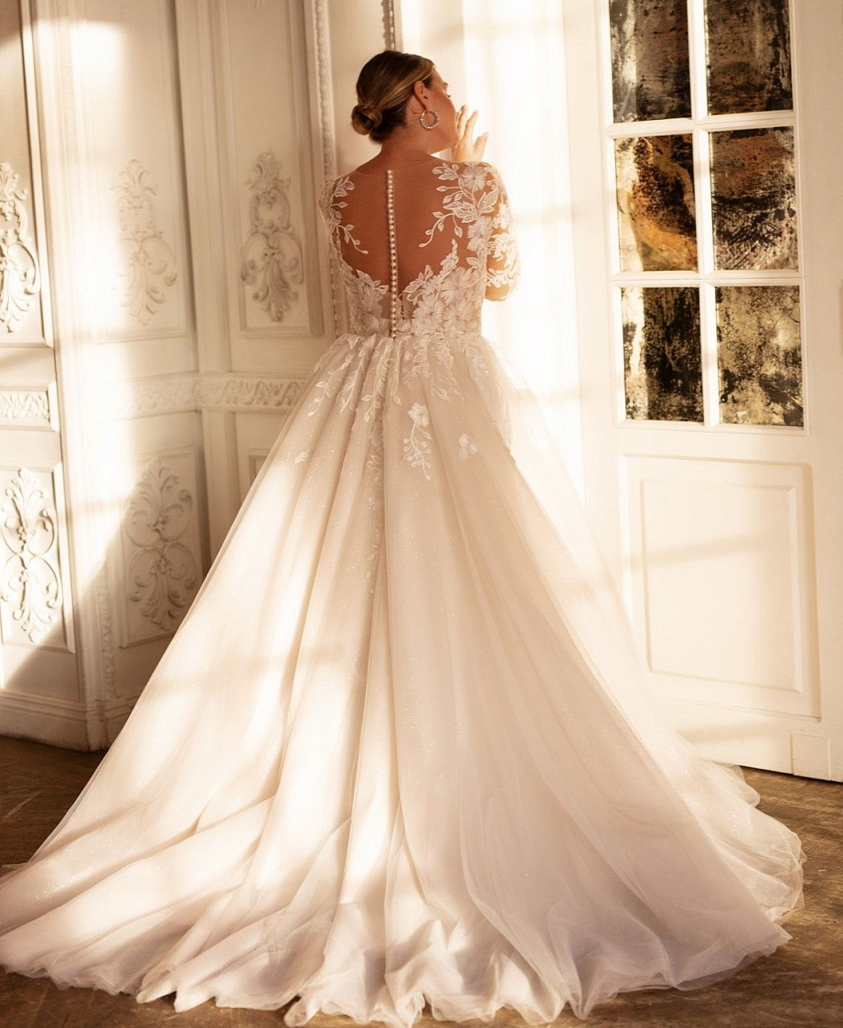 Свадебное платье с рукавами на полную фигуру фото