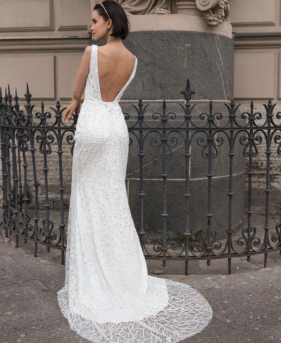 Свадебное платье с пайетками фото