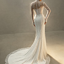 Кружевная русалка с длинным рукавом расшитая жемчугом фото