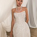 Короткое расшитое платье на корсете с бисером фото