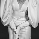 Свадебное платье мини с объемными рукавами фото