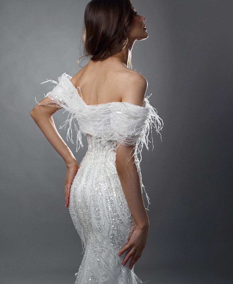 Расшитое платье-русалка с болеро  фото