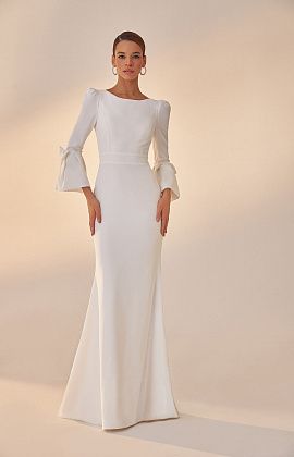 Свадебное платье рыбка с рукавами в стиле минимализм фото