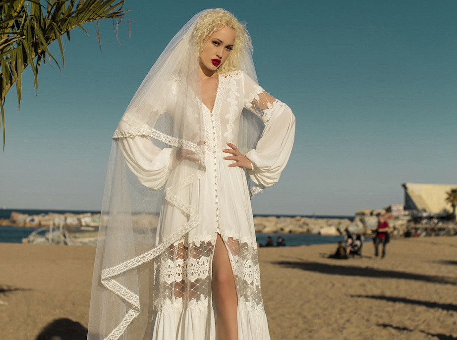 Свадебная фата в стиле бохо фото