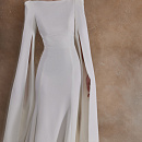 Свадебное платье из креп-стрейча с рукавами-кейпами фото