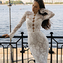 Кружевное свадебное платье рыбка с рукавами фото