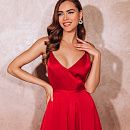 Шёлковое красное платье фото