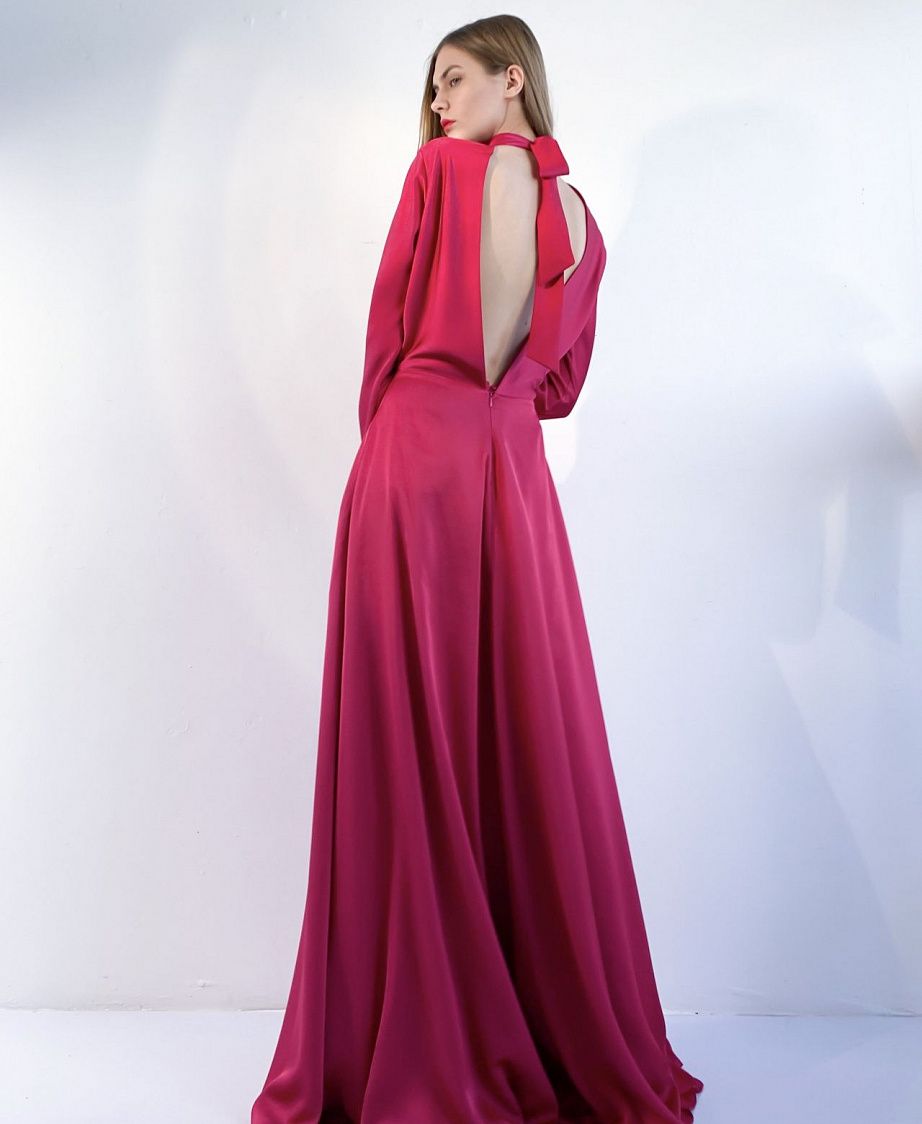 Рубиновое вечернее шёлковое платье фото
