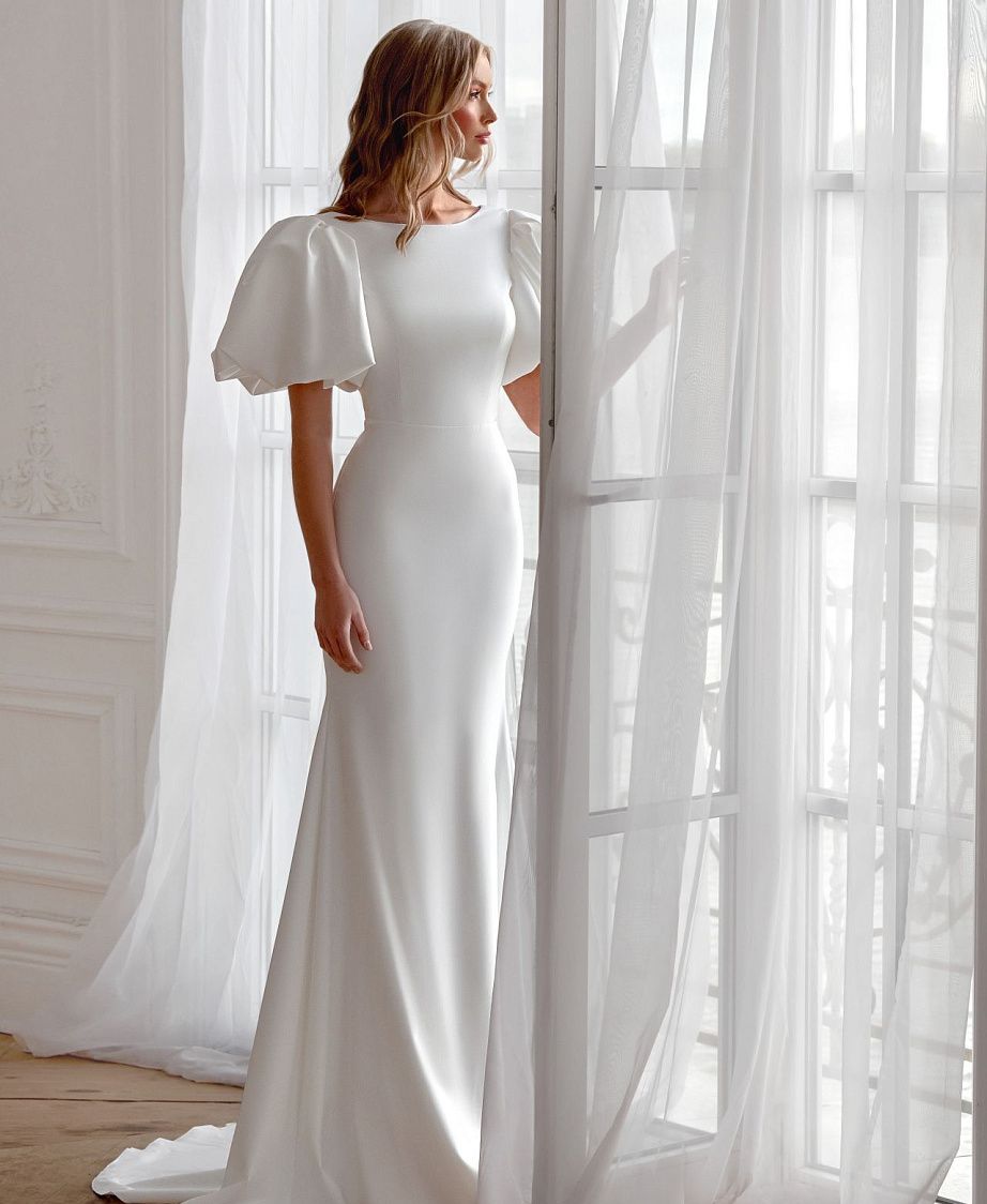 Свадебное платье с объемными рукавами фото