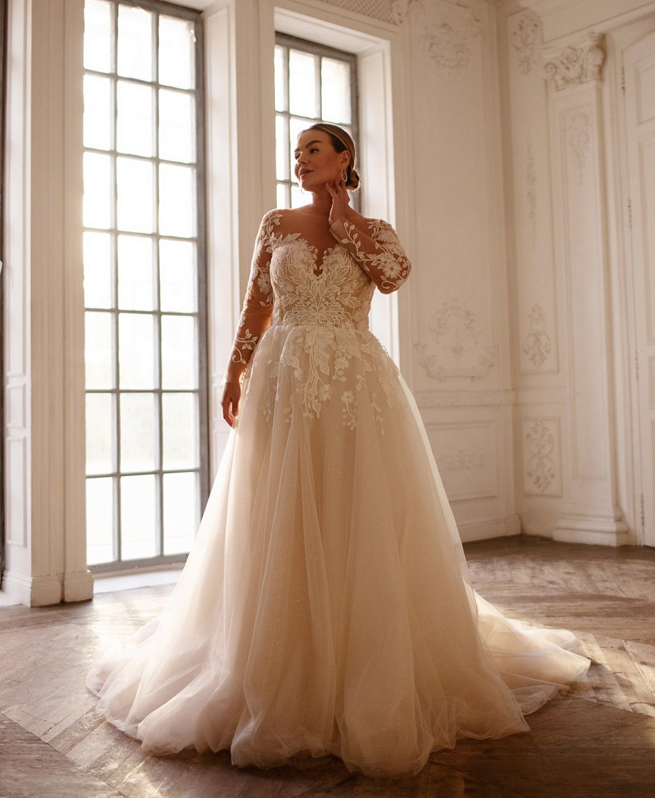 Свадебное платье с рукавами на полную фигуру фото