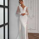 Свадебное платье русалка с прозрачными кружевными вставками фото