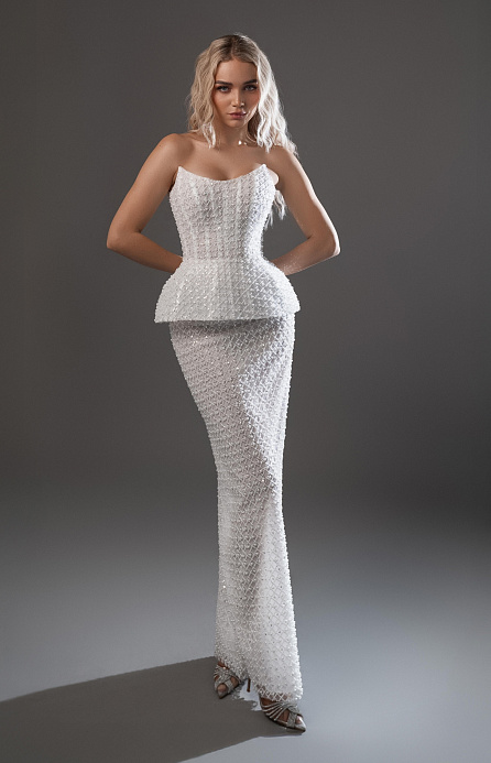 Роскошный комплект расшитый бисером и жемчугом фото