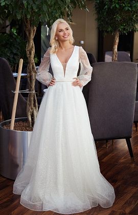 Белое свадебное платье из глиттера фото