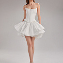 Короткий свадебный комплект с корсетом из тафты с буфами фото