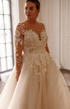 Свадебное платье с рукавами на полную фигуру