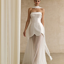 Короткое свадебное платье с прозрачной юбкой из шифона фото