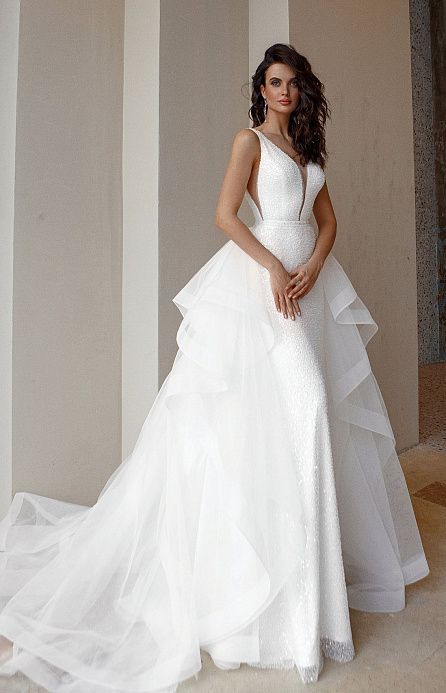 Свадебное платье трансформер с каскадной юбкой фото