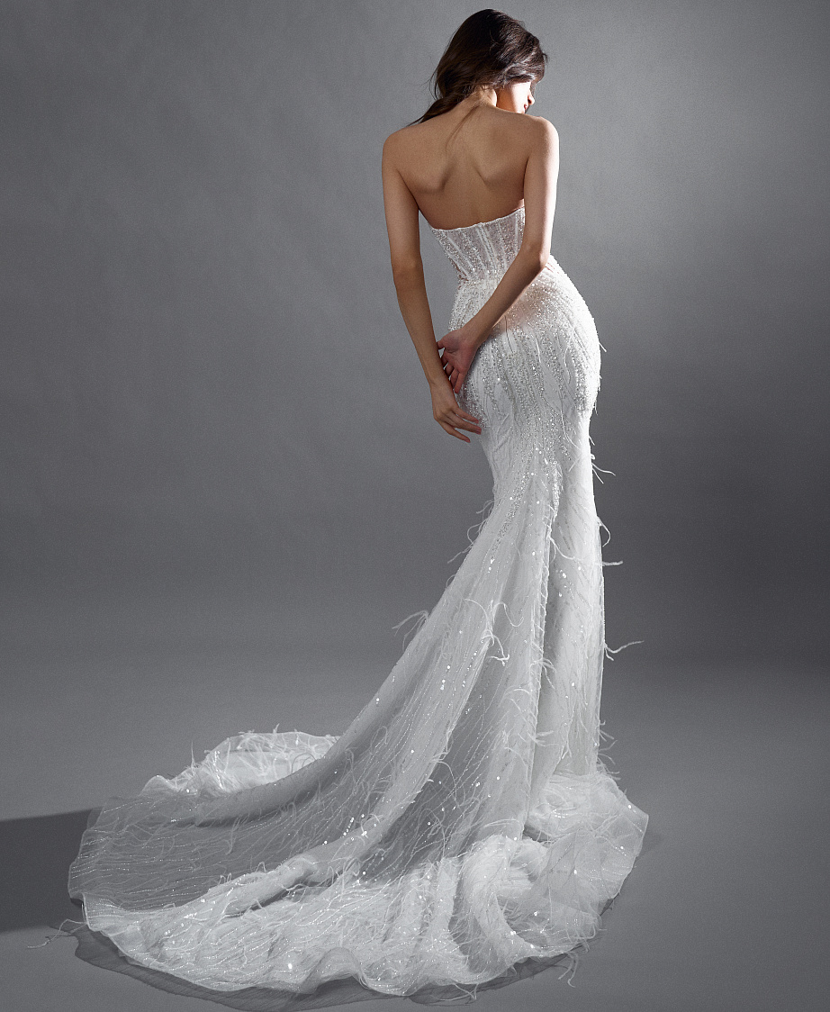 Расшитое платье-русалка с болеро  фото