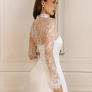 Комплект из прозрачного свадебного платья и атласного мини фото