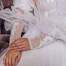 Свадебное платье Свадебное платье из плиссе фатина с объемными съемными рукавами фото